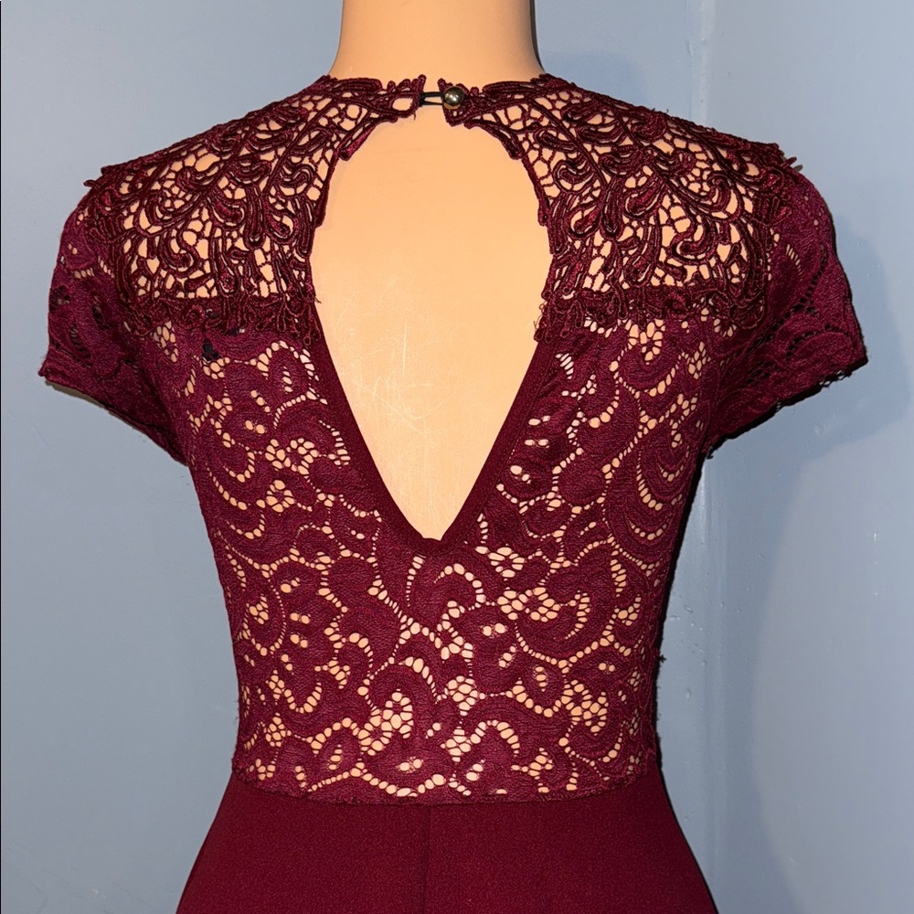 Windsor Burgundy Lace Mini Dress - Picture 5 of 6